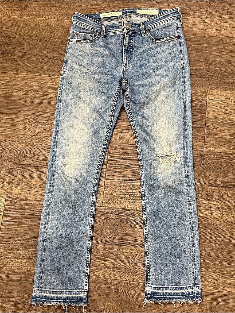 Pilcro and the Letterpress Slim Straight Slim Straight Jeans in Blue Waist 28